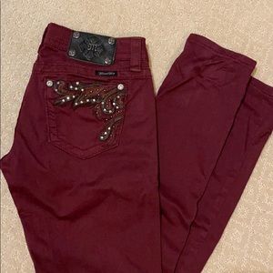 Miss Me size 27 burgundy skinny jeans